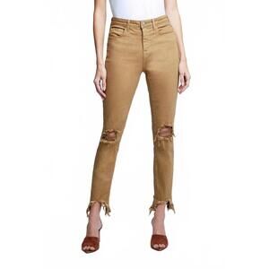 NEW L'AGENCE high line high rise skinny destroyed jeans in sahara